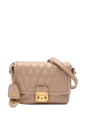 Miu Miu Pre-Owned 2010-2026 Quilted Leather Push Lock Flap crossbody bag - Neutrals
