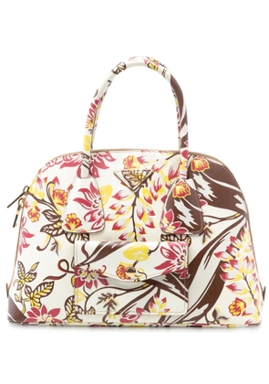 Prada Pre-Owned 2013-2025 Large Saffiano Lux Floral Print Promenade Front Pocket Satchel handbag - Multicolour