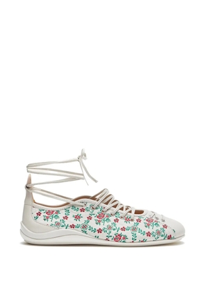 LILI CURIA Isolde floral lace-up ballet sneakers - White