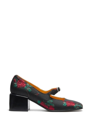 LILI CURIA Ginger Mary Jane floral buckle pumps - Black