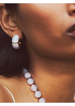 Lizzie Fortunato Zellige agate hoop earrings - Gold