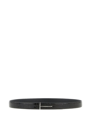 TOM FORD T-buckle crocodile-effect belt - Black