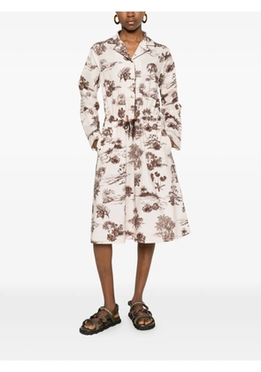 Moncler drawstring floral-print midi dress - Neutrals