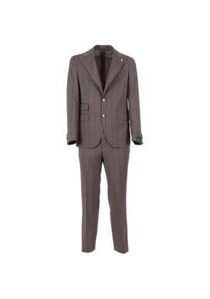 BRANDO single-breasted striped suit - Brown