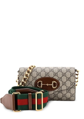 Gucci Pre-Owned Horsebit 1955 Curved Flap GG Coated Canvas Mini shoulder bag - Brown