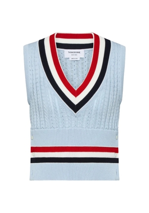 Thom Browne stripe-ladder cable vest - Blue