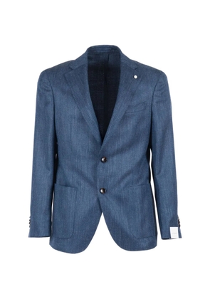 LUIGI BIANCHI MANTOVA herringbone single-breasted blazer - Blue