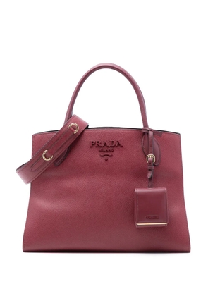 Prada Pre-Owned 2010-2025 Medium Saffiano Cuir Monochrome Top Handle Tote satchel - Red