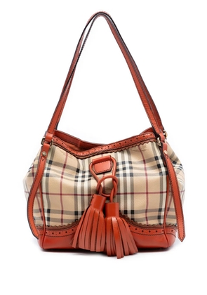 Burberry Pre-Owned 2000-2017 Small Haymarket Check Coated Canvas Brogue Tassel tote bag - Orange
