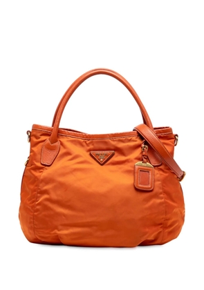 Prada Pre-Owned 2000-2025 Vitello Daino Trimmed Tessuto satchel - Orange