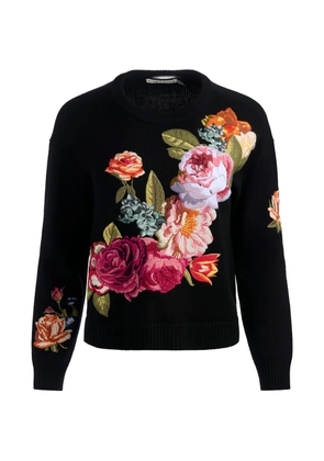 alice + olivia floral-pattern sweater - Black