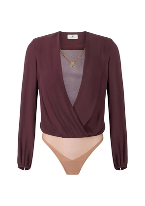 Elisabetta Franchi long-sleeved pendant-necklace bodysuit - Brown