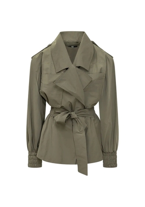 moms pants belted trench coat - Green