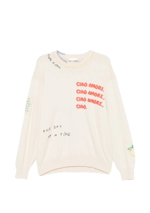 Roberto Collina embroidery crew-neck sweater - Neutrals