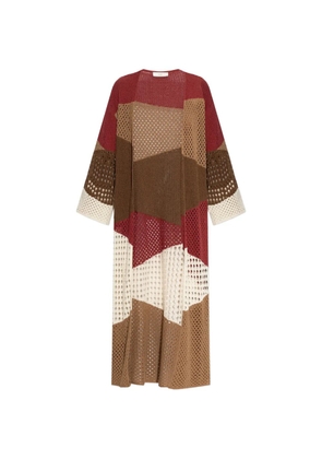 Akep colour-block open-knit cardigan - Red