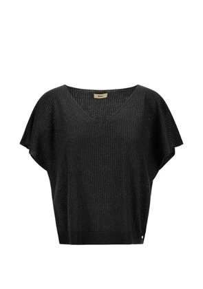 Herno ribbed V-neck knit top - Black