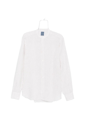 Barba striped collarless shirt - White