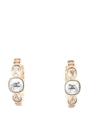 CHANEL Pre-Owned 2017 CC Gold Plated Rhinestones Hoop Push Back Earrings costume earrings