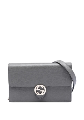 Gucci Pre-Owned 2000-2015 Leather Interlocking G Dollar Wallet on Chain crossbody bag - Grey