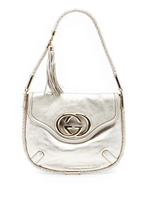 Gucci Pre-Owned 2000-2015 Medium Metallic Calfskin Britt Tassel Flap shoulder bag - Gold