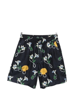 Drôle De Monsieur floral-printed shorts - Blue