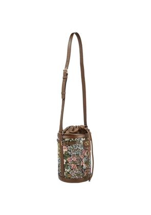 Valentino Garavani Vlogo floral-print bucket bag - Brown