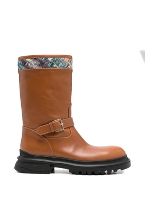 Missoni buckle strap biker boots - Brown
