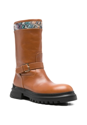Missoni buckle strap biker boots - Brown