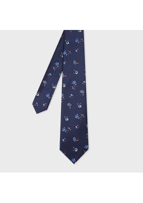 Paul Smith Navy Floral Silk Tie Blue