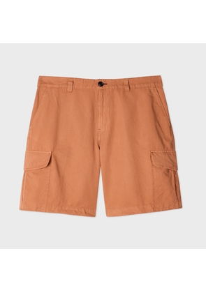 PS Paul Smith Orange Cotton-Linen Cargo Shorts Red