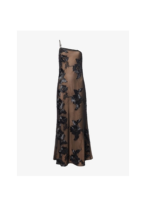 Womens Amy Lynn Divya Floral-Appliqué Stretch-Woven Maxi Dress