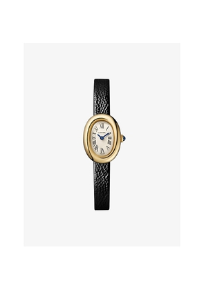 Cartier Baignoire Mini 18ct Yellow Gold and Leather Quartz Watch 24.6mm