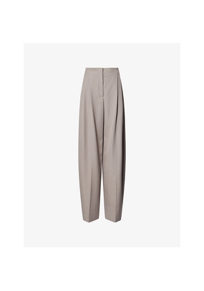 Womens Mugler Pleated Wide-Leg Wool Trousers