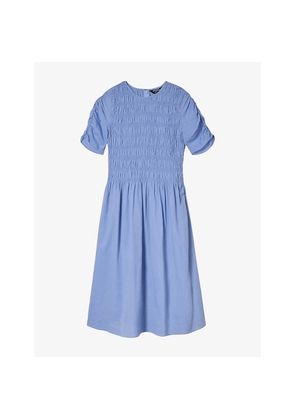 Womens Whistles Avery Ruched-Sleeve Cotton Midi Dress