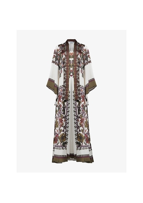 Womens Leem Tie-Neck Floral-Print Woven Maxi Dress