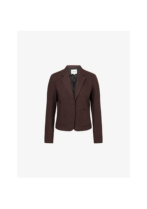 Womens Me And Em Patch-Pocket Fitted Woven Blazer