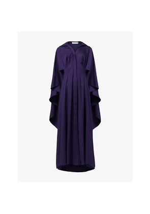 Womens Leem Open-Collar Cape-Sleeve Stretch-Woven Maxi Dress