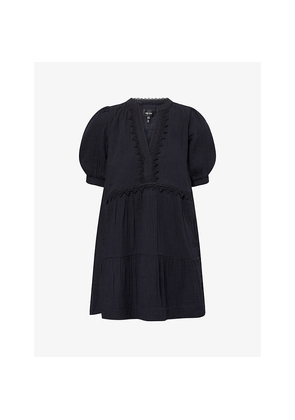 Womens Me And Em Cheesecloth-Lace Short-Sleeve Cotton Mini Dress