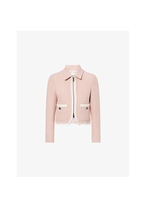 Womens Me And Em Contrast-Trim Cropped Tweed Jacket