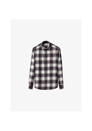 Mens Eton Checked Casual-Fit Cotton-Flannel Shirt