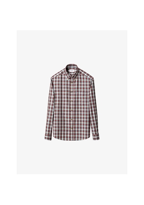 Mens Eton Checked Casual-Fit Cotton-Twill Shirt