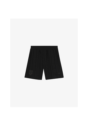 Mens Boss Crest-Appliqué Striped Cotton Shorts