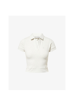 Womens The Couture Club Short-Sleeve Embossed-Logo Cotton-Blend Polo Top