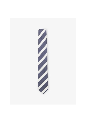 Mens Boss Striped Linen and Silk-Blend Tie