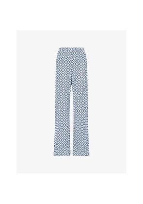 Womens Max Mara Abate Printed Wide-Leg Stretch-Woven Trousers