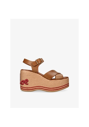 Womens Chloe Sand Raffia Wedge Heeled Sandals