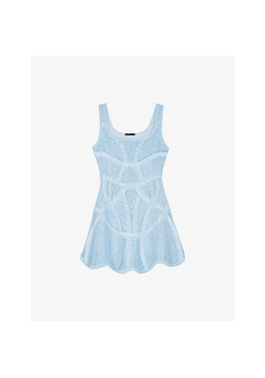Womens Maje Sleeveless Square-Neck Crochet Mini Dress