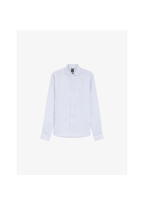 Mens Boss Striped Regular-Fit Linen Shirt