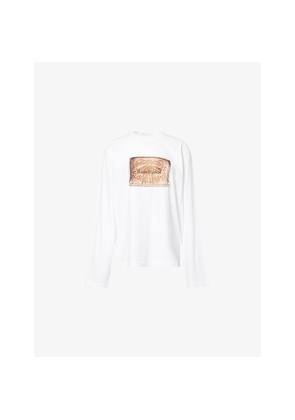 Womens Acne Studios Bow Logo Long-Sleeve Cotton T-Shirt