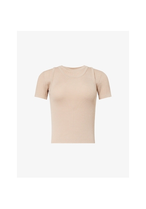 Womens Acne Studios Layered Rib-Knit Wool-Blend Top